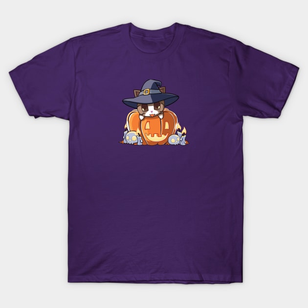 Brown cat in a pumpkin T-Shirt by Myanko